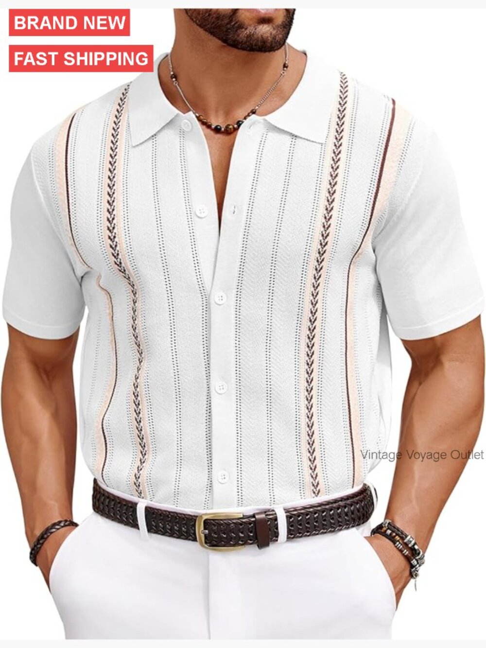 Men's Short Sleeve Button Down Knit Shirt Relaxed Fit Summer Casual